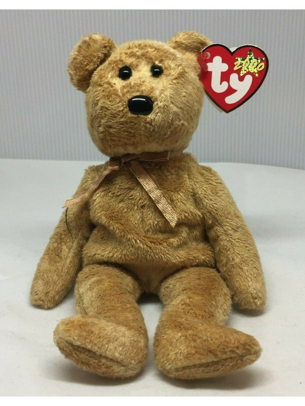 Ty Beanie Baby Cashew Bear Bow Plush Stuffed Animal Retired W Tag April 22 2000
